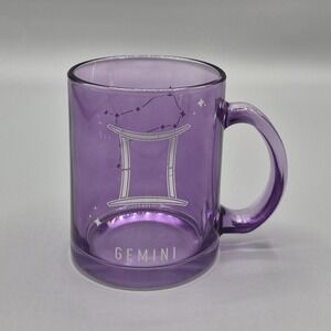 GEMINI Zodiac Sign‎ Purple Glass Mug By Modern Expressions
